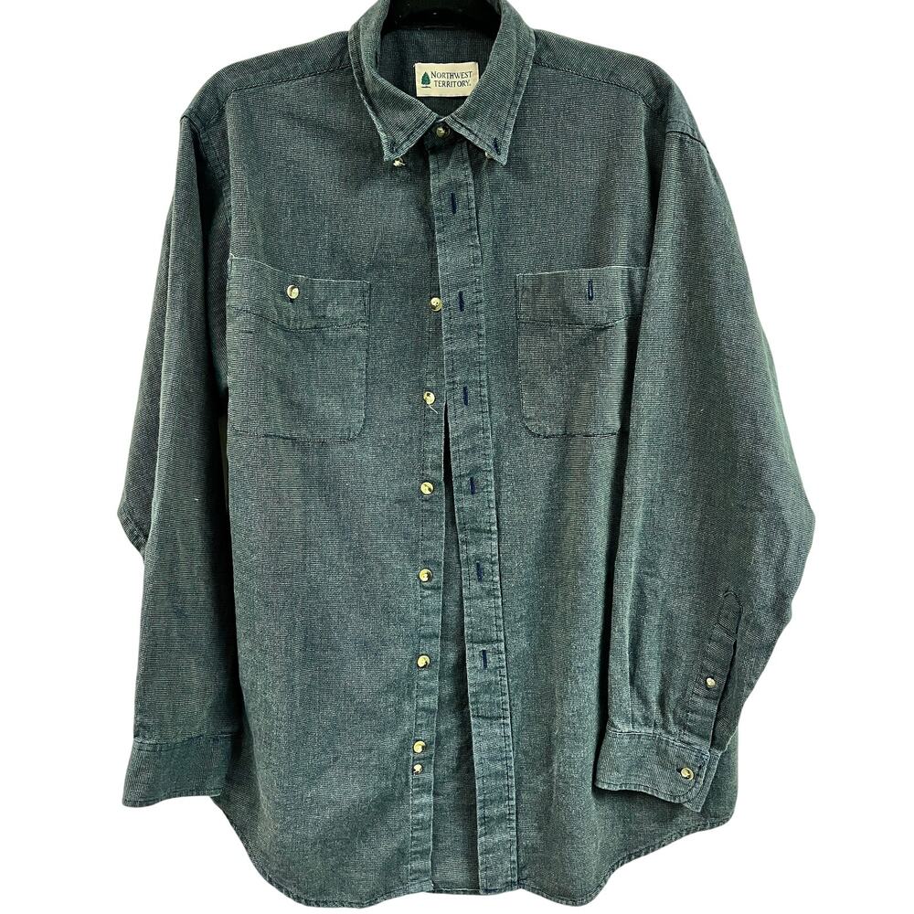 Men's Vintage Northwest Territory Gray M 100% Cotton long sleeve button down